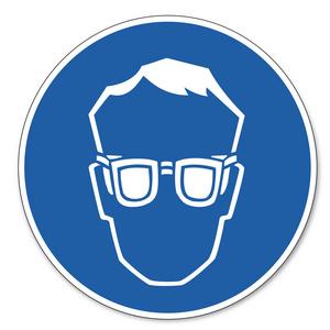象形图职业安全标志戴上防护眼镜的吩咐的标志安全标志照片